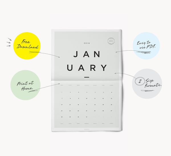 Free 2018 Printable Monthly Calendar